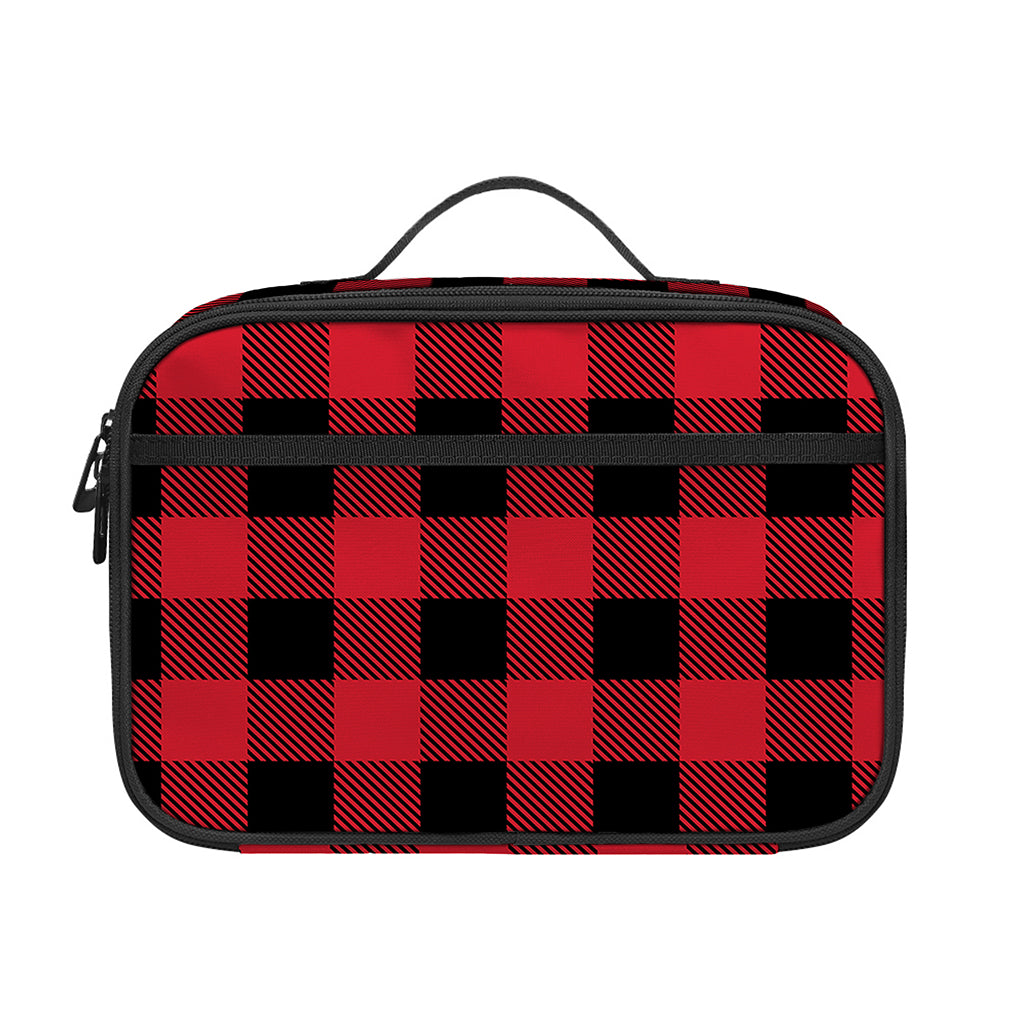 Cardinal Red Buffalo Check Pattern Print Portable Lunch Bag