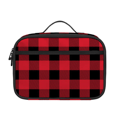 Cardinal Red Buffalo Check Pattern Print Portable Lunch Bag