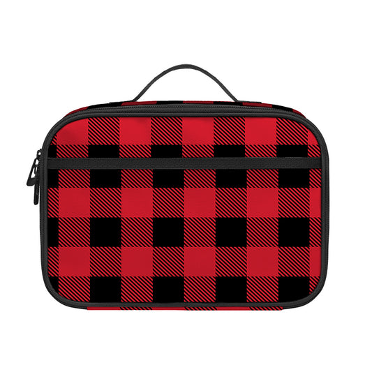 Cardinal Red Buffalo Check Pattern Print Portable Lunch Bag