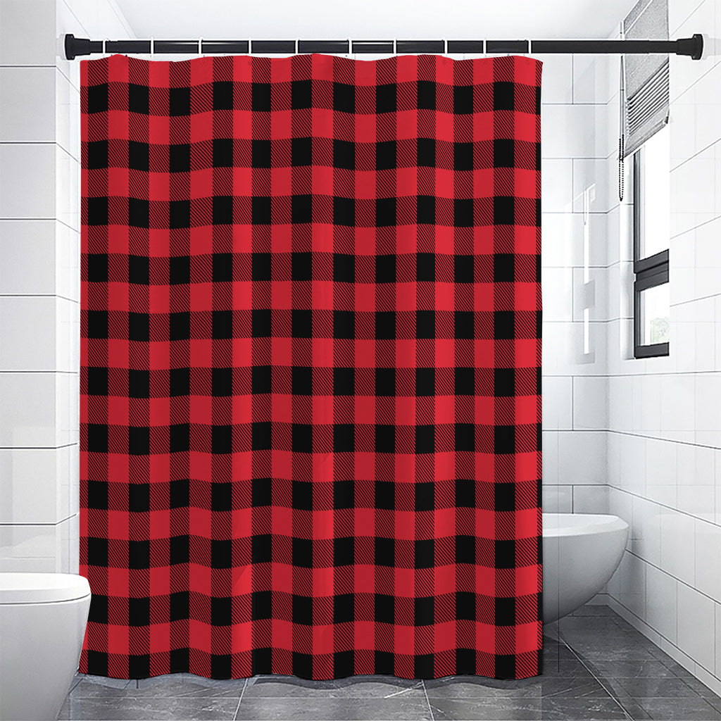 Cardinal Red Buffalo Check Pattern Print Premium Shower Curtain