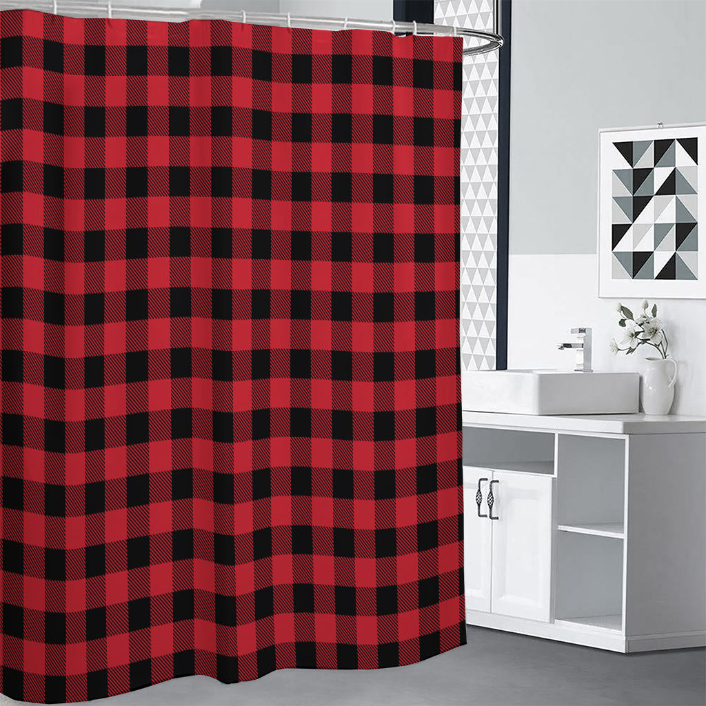 Cardinal Red Buffalo Check Pattern Print Premium Shower Curtain