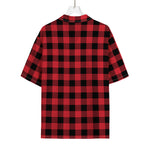 Cardinal Red Buffalo Check Pattern Print Rayon Hawaiian Shirt