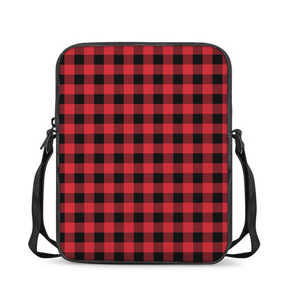 Cardinal Red Buffalo Check Pattern Print Rectangular Crossbody Bag