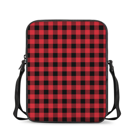 Cardinal Red Buffalo Check Pattern Print Rectangular Crossbody Bag