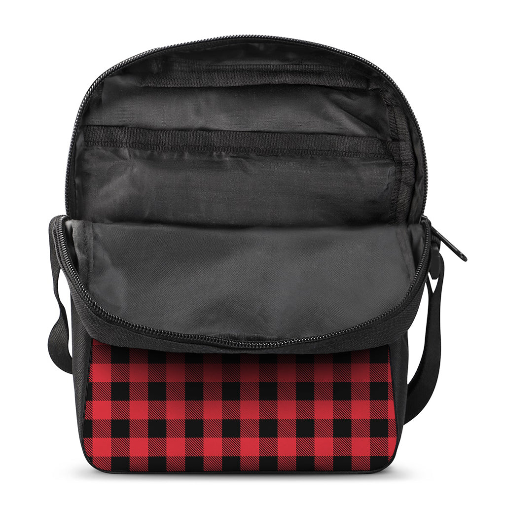 Cardinal Red Buffalo Check Pattern Print Rectangular Crossbody Bag