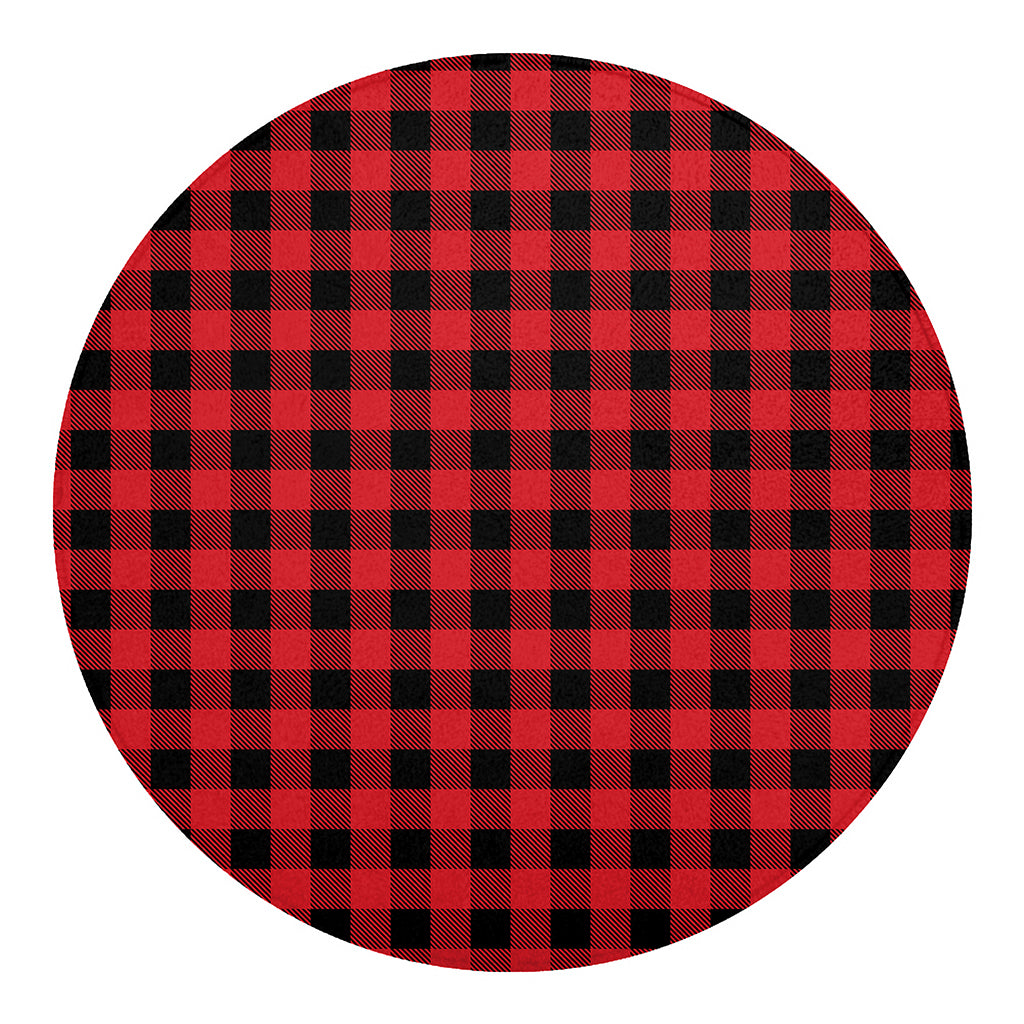 Cardinal Red Buffalo Check Pattern Print Round Blanket