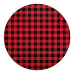 Cardinal Red Buffalo Check Pattern Print Round Blanket