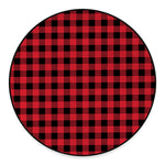 Cardinal Red Buffalo Check Pattern Print Round Floor Mat