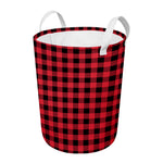 Cardinal Red Buffalo Check Pattern Print Round Laundry Basket