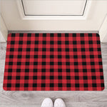 Cardinal Red Buffalo Check Pattern Print Rubber Doormat