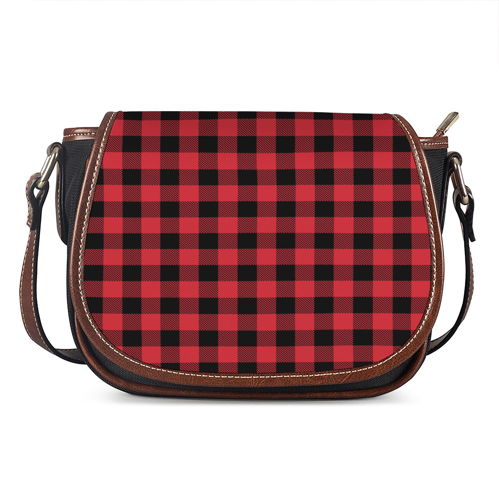Cardinal Red Buffalo Check Pattern Print Saddle Bag