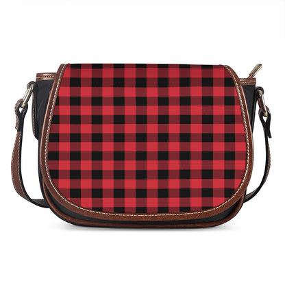 Cardinal Red Buffalo Check Pattern Print Saddle Bag