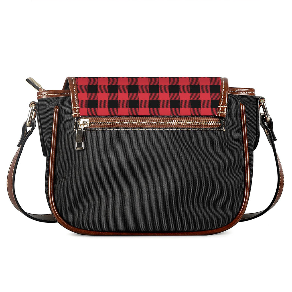 Cardinal Red Buffalo Check Pattern Print Saddle Bag