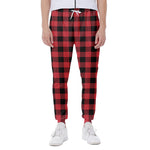 Cardinal Red Buffalo Check Pattern Print Scuba Joggers