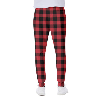 Cardinal Red Buffalo Check Pattern Print Scuba Joggers