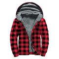 Cardinal Red Buffalo Check Pattern Print Sherpa Lined Zip Up Hoodie