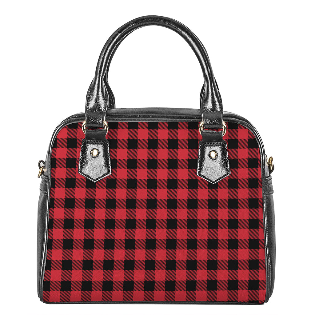 Cardinal Red Buffalo Check Pattern Print Shoulder Handbag