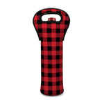 Cardinal Red Buffalo Check Pattern Print Single Neoprene Wine Tote