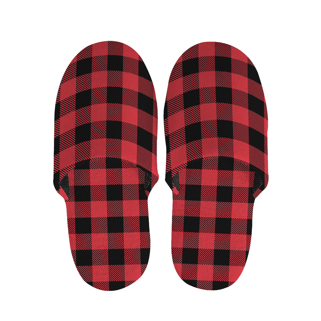 Cardinal Red Buffalo Check Pattern Print Slippers