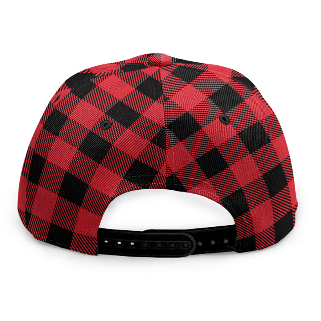 Cardinal Red Buffalo Check Pattern Print Snapback Cap