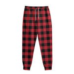 Cardinal Red Buffalo Check Pattern Print Sweatpants