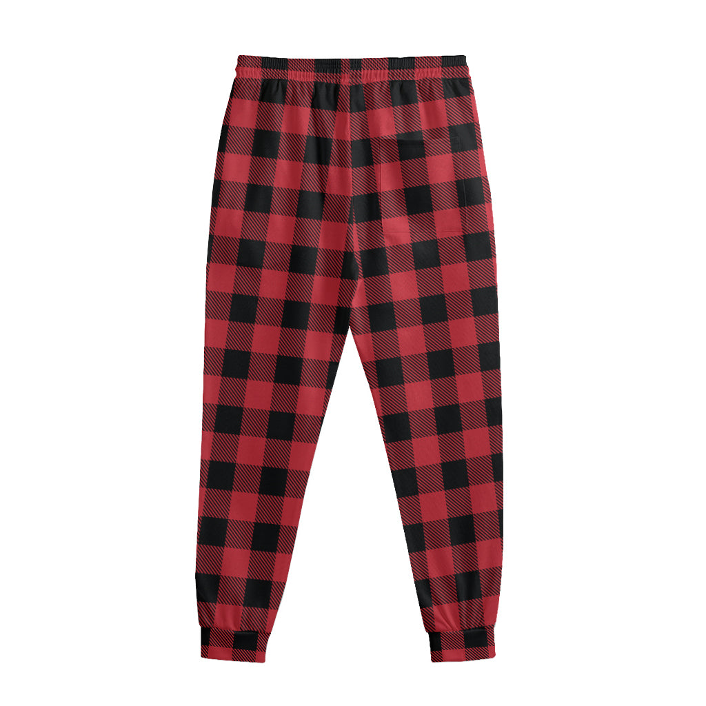 Cardinal Red Buffalo Check Pattern Print Sweatpants