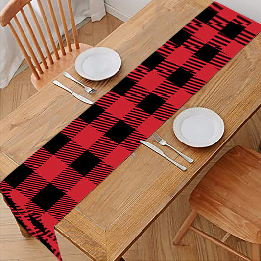 Cardinal Red Buffalo Check Pattern Print Table Runner