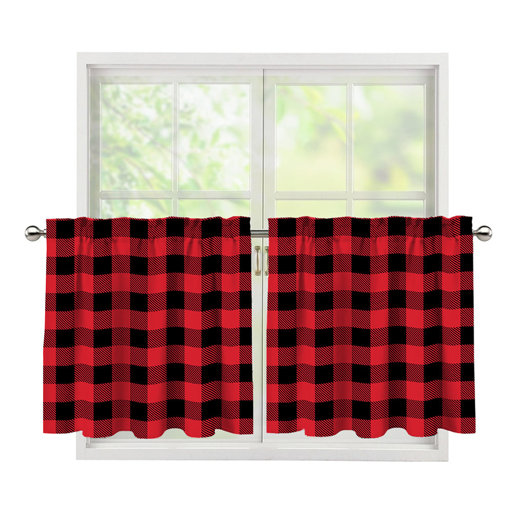 Cardinal Red Buffalo Check Pattern Print Tier Curtains
