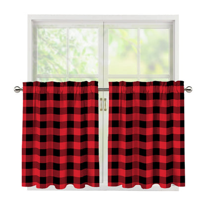 Cardinal Red Buffalo Check Pattern Print Tier Curtains