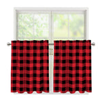 Cardinal Red Buffalo Check Pattern Print Tier Curtains