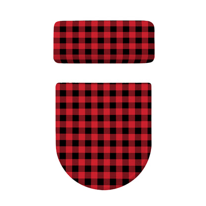 Cardinal Red Buffalo Check Pattern Print Toilet Lid And Tank Cover Set