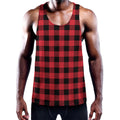 Cardinal Red Buffalo Check Pattern Print Men's Workout Tank Top
