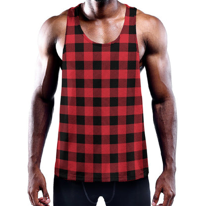 Cardinal Red Buffalo Check Pattern Print Training Tank Top