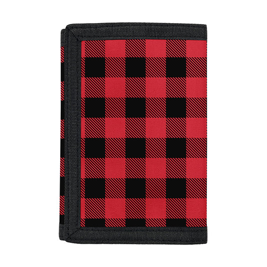 Cardinal Red Buffalo Check Pattern Print Trifold Wallet