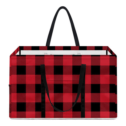 Cardinal Red Buffalo Check Pattern Print Utility Tote Bag