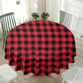 Cardinal Red Buffalo Check Pattern Print Waterproof Round Tablecloth