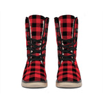 Cardinal Red Buffalo Check Pattern Print Winter Boots