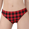 Cardinal Red Buffalo Check Pattern Print Women's Panties