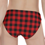 Cardinal Red Buffalo Check Pattern Print Women's Panties