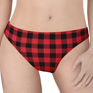 Cardinal Red Buffalo Check Pattern Print Women's Thong