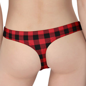 Cardinal Red Buffalo Check Pattern Print Women's Thong