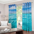 Caribbean Ocean Print Dimout Grommet Curtains