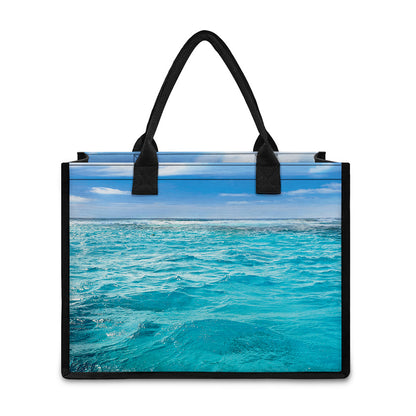 Caribbean Ocean Print Canvas Tote Bag