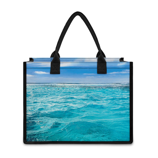 Caribbean Ocean Print Canvas Tote Bag