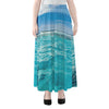 Caribbean Ocean Print Chiffon Maxi Skirt