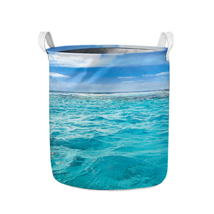 Caribbean Ocean Print Collapsible Laundry Basket