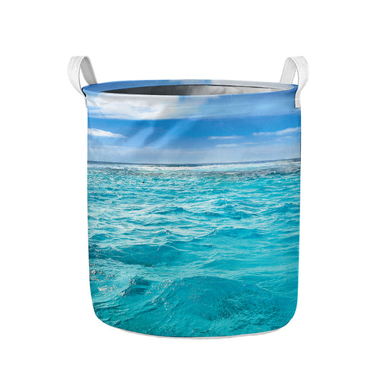 Caribbean Ocean Print Collapsible Laundry Basket