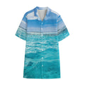 Caribbean Ocean Print Cotton Hawaiian Shirt