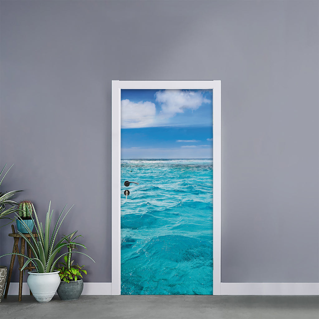 Caribbean Ocean Print Door Sticker