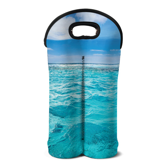 Caribbean Ocean Print Double Neoprene Wine Tote